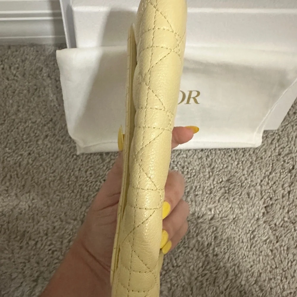 Dior Cream Quilted Wallet with Cannage Pattern